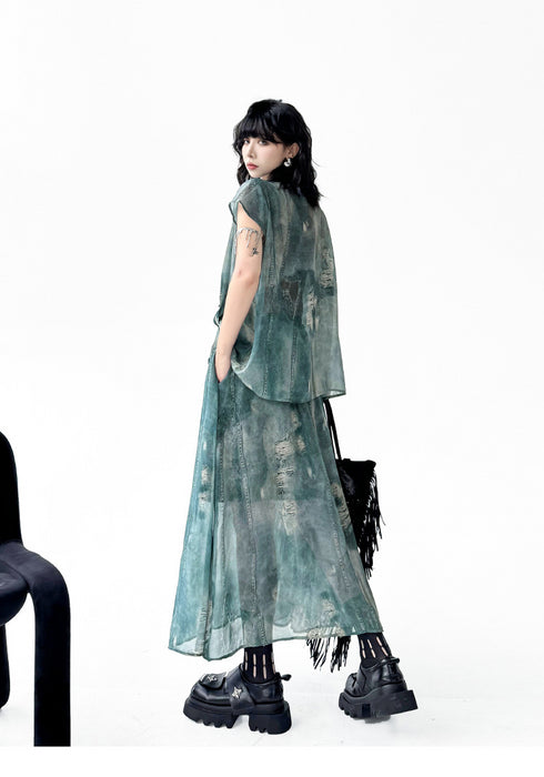 Black Mesh Layered Skirt